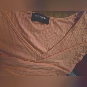 Plus Size Blush Pink Long Sleeve Crop Top 5x